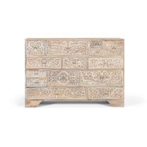 Commode en bois de manguier avec 14 tiroirs peints à la mai…