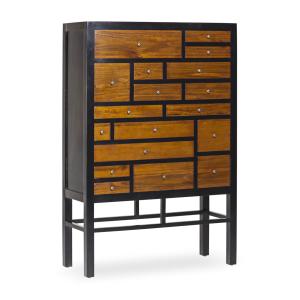 Commode en bois de mindi marron et noir H 145 cm