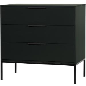 Commode en bois de pin armoire noir avec 3 tiroirs