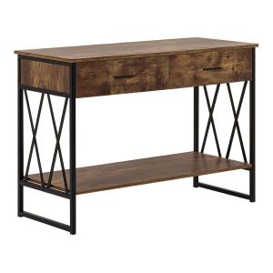 Commode en bois effet foncé avec 2 tiroirs