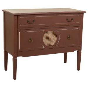 Commode en bois et rotin avec deux tiroirs marron, 88x38x72…