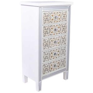 Commode en bois et verre avec 5 tiroirs 48x30x89