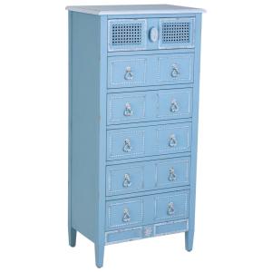 Commode en bois laqué bleu 56x36x119h cm