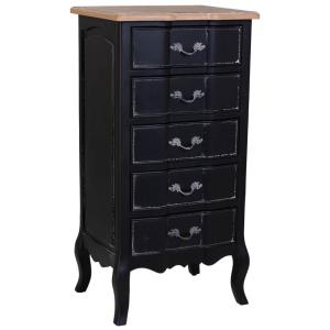 Commode en bois laqué noir vieilli avec 5 tiroirs 50x40x98h…