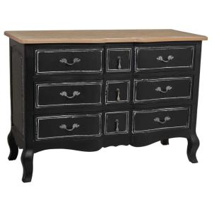 Commode en bois laqué noir vieilli avec 9 tiroirs 120x51x84…