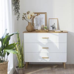 Commode en bois naturel et blanc