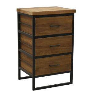 Commode en bois recyclé et métal  3 tiroirs