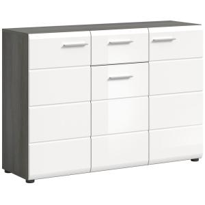 Commode en panneau de particules, 120x85x37 cm, argent fumé