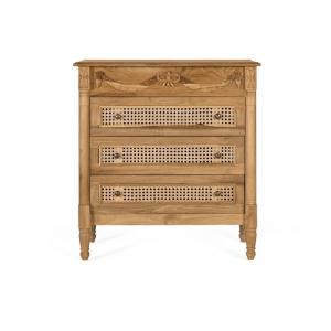 Commode en teck massif avec trois tiroirs en maille 80 cm