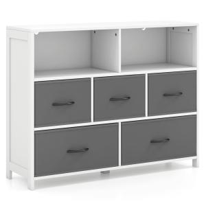 Commode en tissu à 5 tiroirs amovibles cadre en bois robust…