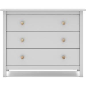 Commode enfant 3 tiroirs en bois massif blanc 100 cm