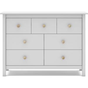 Commode enfant 7 tiroirs en bois massif blanc 110 cm