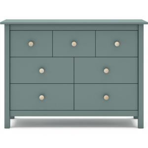 Commode enfant 7 tiroirs en bois massif vert pétrole 110 cm