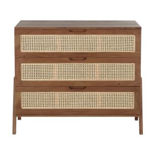 Commode haute 3 tiroirs cannage en rotin L100