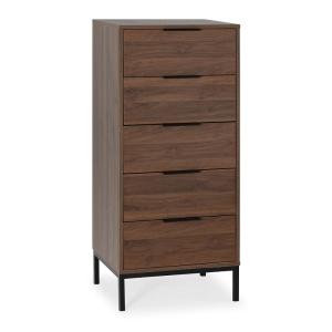 Commode haute 5 tiroirs couleur Noyer