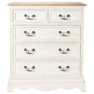 Commode haute 5 tiroirs crème L86