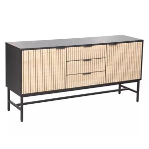 Commode industrielle 3 tiroirs chêne métal noir 150x40x75cm…