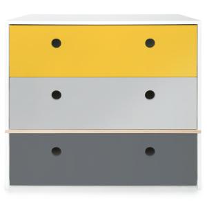 Commode jaune-gris perle-gris espace