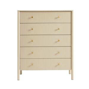Commode laqué beige 5 tiroirs 90cm