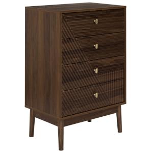 Commode marron 4 tiroirs avec poignées dorées