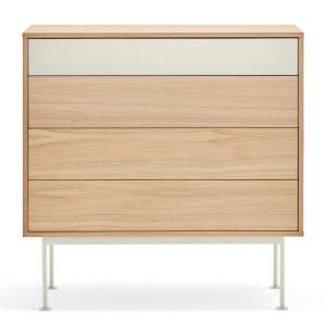 Commode moderne 4 tiroirs en bois et métal beige