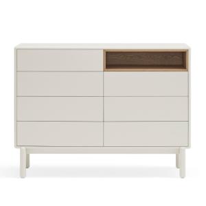 Commode moderne 7 tiroirs avec niche en bois beige