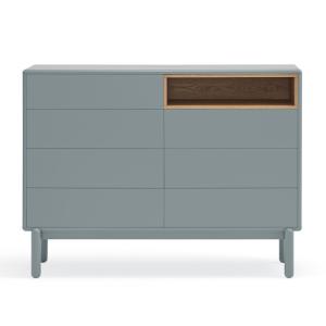 Commode moderne 7 tiroirs avec niche en bois gris