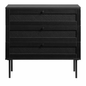 Commode moderne en bois et métal noir 3 tiroirs TUVALU noir