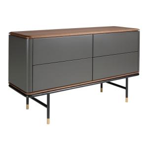 Commode Moderne en Bois Gris Foncé et Acier