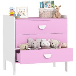 Commode pour enfants 3 tiroirs en MDF rose