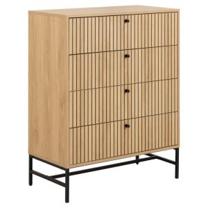 Commode rectangulaire à 4 tiroirs effet tasseaux Beige