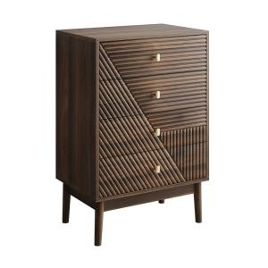 Commode scandinave 4 tiroirs effet bois noyer 4 tiroirs scu…