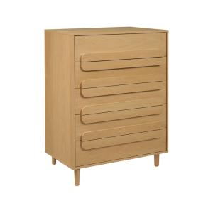 Commode vintage décor bois de chêne 5 tiroirs