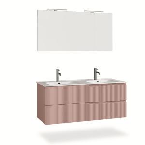 Composition baignoire double 5 pièces en MDF rose poudré