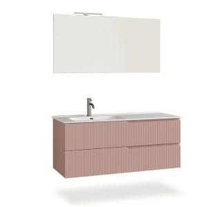 Composition baignoire gauche 4 pièces en MDF rose poudré