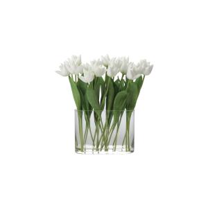 Composition de 20 tulipes artificielles avec vase blanche e…