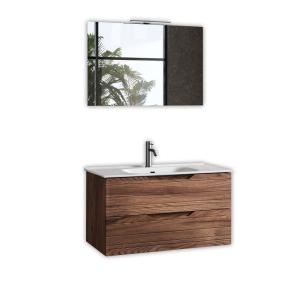 Composition de salle de bain 4 pièces en MDF chêne foncé