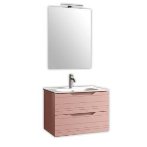 Composition de salle de bain 4 pièces en MDF rose poudré