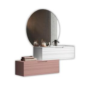 Composition de salle de bain vasque droite en MDF blanc/ros…