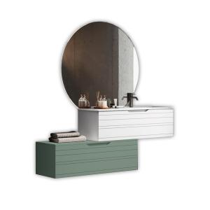 Composition de salle de bain vasque droite en MDF blanc/ver…