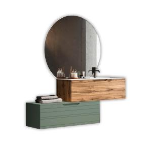 Composition de salle de bain vasque droite en MDF chêne/ver…