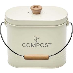 Composteur de cuisine ovale en métal avec filtre crème - 3…