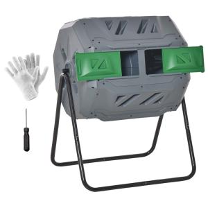 Composteur de jardin rotatif 360° acier pp gris