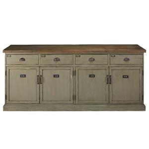 Comptoir 4 portes 4 tiroirs en sapin recyclé patiné L210