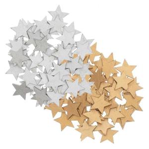 Confettis étoiles en bois or et argent