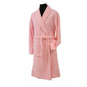 CONFORT - Peignoir mixte col chale coton rose pastel L