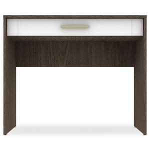 Console 1 tiroir chêne foncé et blanc