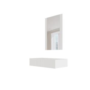 Console 1 tiroir suspendue avec miroir 80x97 cm
