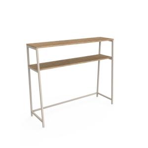 Console 2 étagères métal beige et effet bois naturel 100 x…