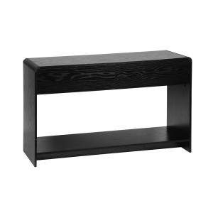 Console 2 tiroirs, effet bois noir arrondi